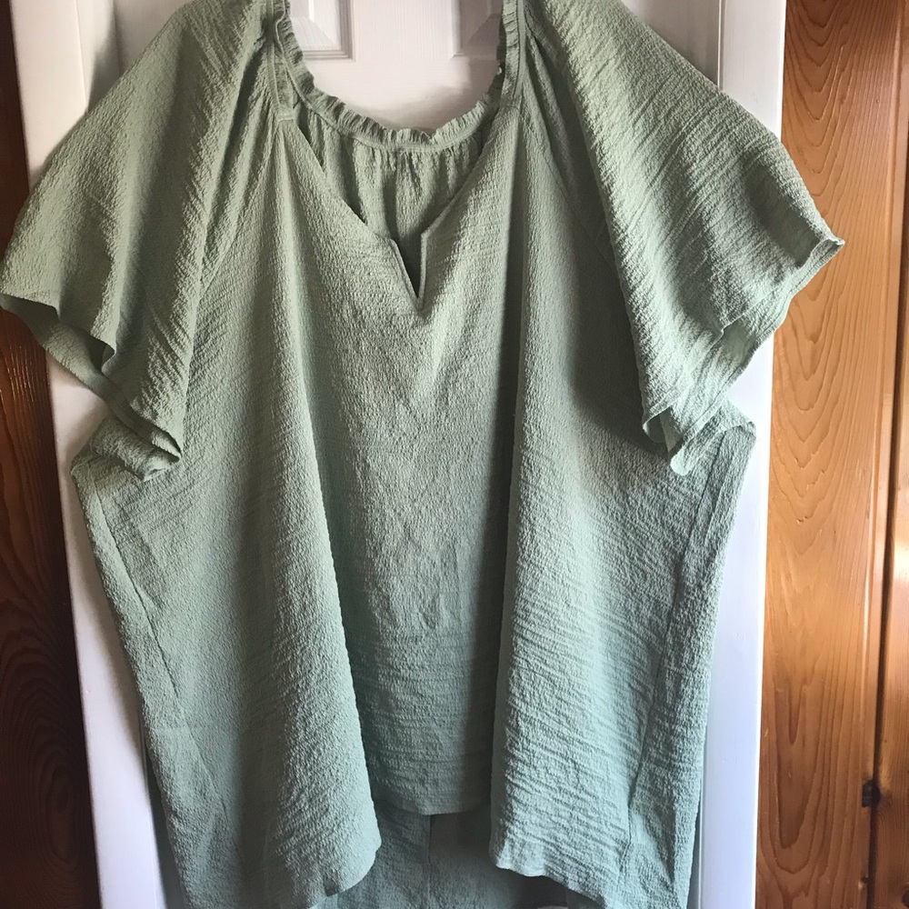Womens size 30 Tunic Top Flutter Sleeves Green Sage by BloomChic